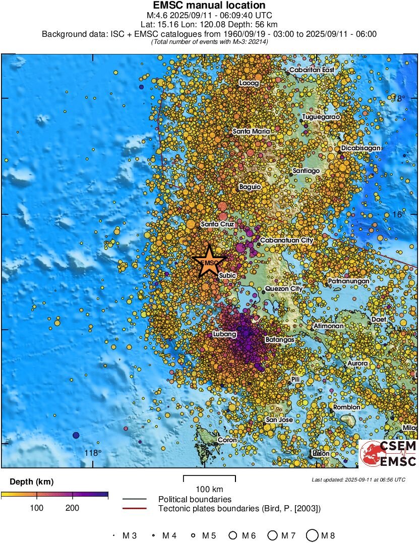 regional depth historical seismicity