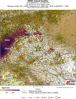 regional depth historical seismicity