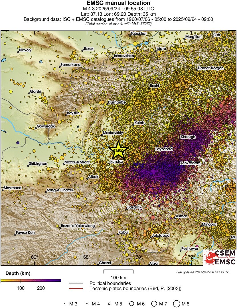 regional depth historical seismicity