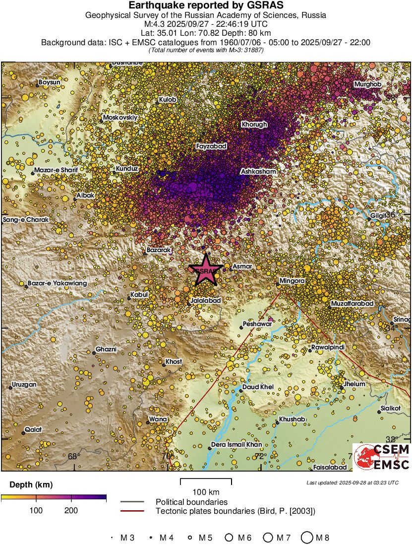 regional depth historical seismicity
