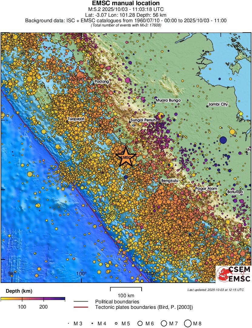 regional depth historical seismicity