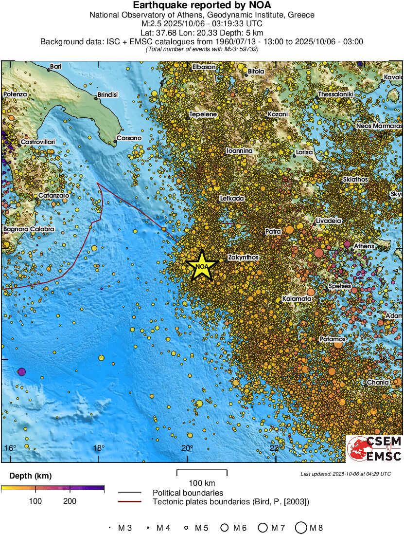 regional depth historical seismicity