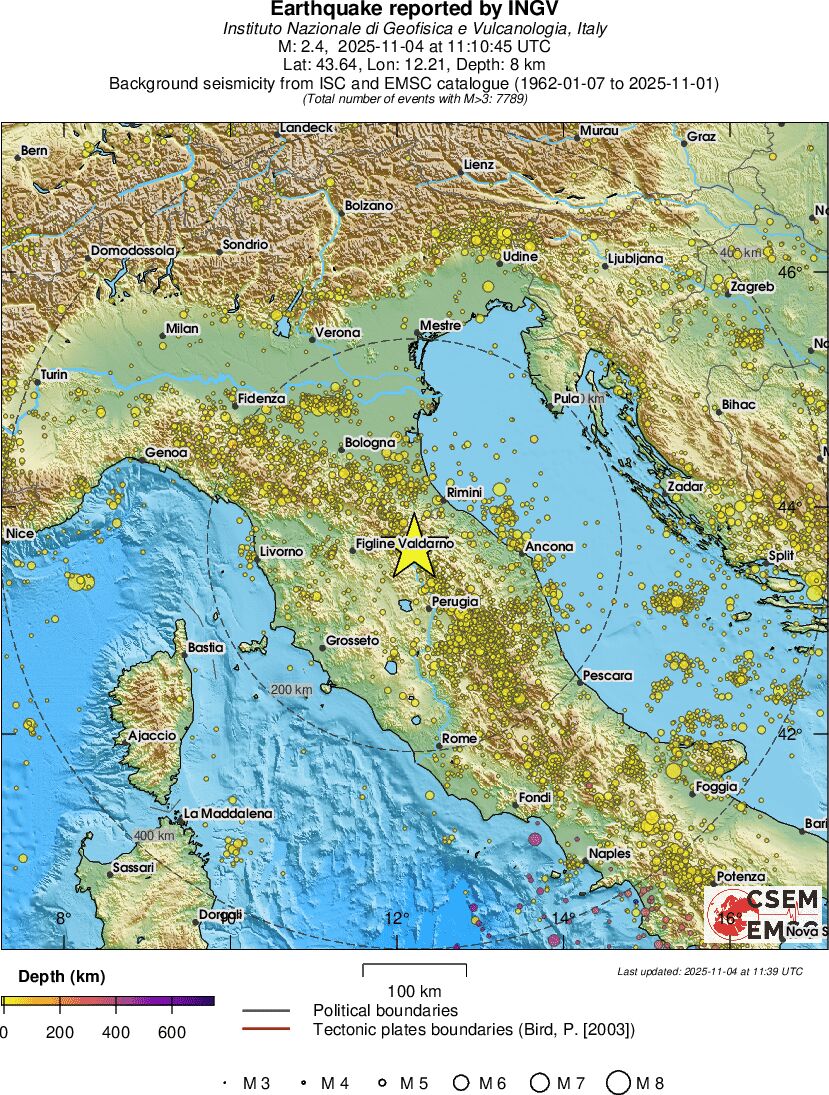 regional depth historical seismicity