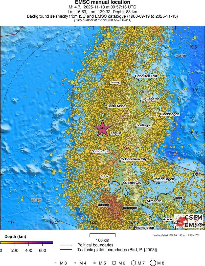 regional depth historical seismicity