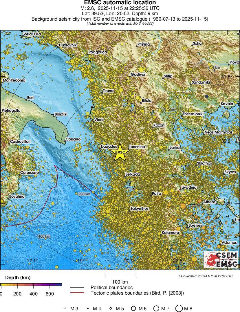 regional depth historical seismicity