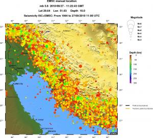 regional depth historical seismicity