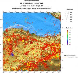 regional depth historical seismicity