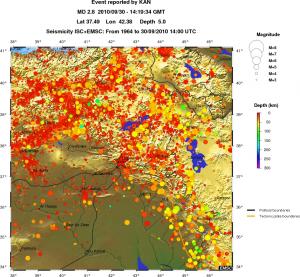 regional depth historical seismicity