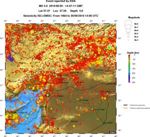 regional depth historical seismicity