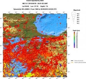 regional depth historical seismicity