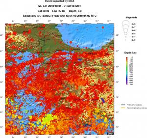 regional depth historical seismicity