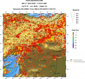 regional depth historical seismicity
