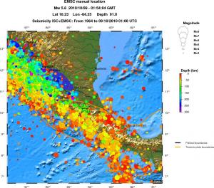 regional depth historical seismicity