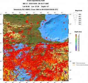 regional depth historical seismicity