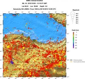 regional depth historical seismicity