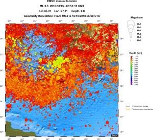 regional depth historical seismicity