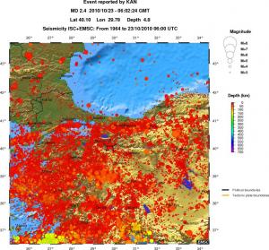 regional depth historical seismicity