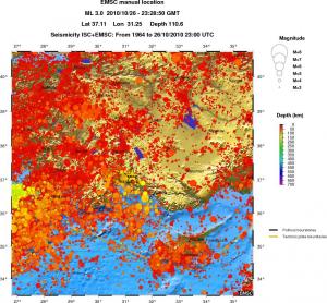 regional depth historical seismicity