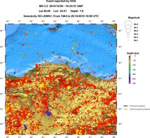 regional depth historical seismicity