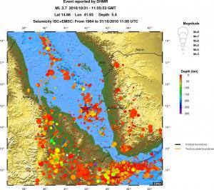 regional depth historical seismicity