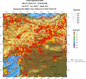 regional depth historical seismicity