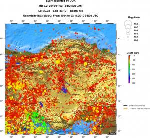 regional depth historical seismicity