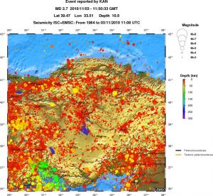 regional depth historical seismicity