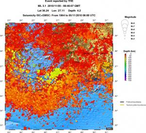 regional depth historical seismicity