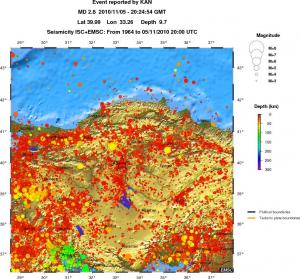 regional depth historical seismicity