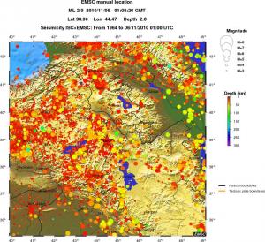 regional depth historical seismicity