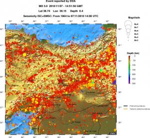 regional depth historical seismicity