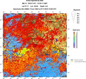 regional depth historical seismicity