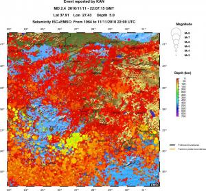 regional depth historical seismicity