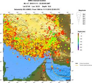regional depth historical seismicity