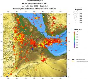 regional depth historical seismicity