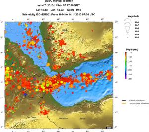 regional depth historical seismicity