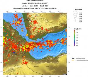 regional depth historical seismicity