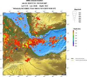 regional depth historical seismicity