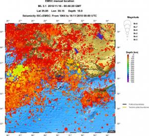 regional depth historical seismicity