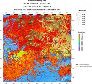 regional depth historical seismicity