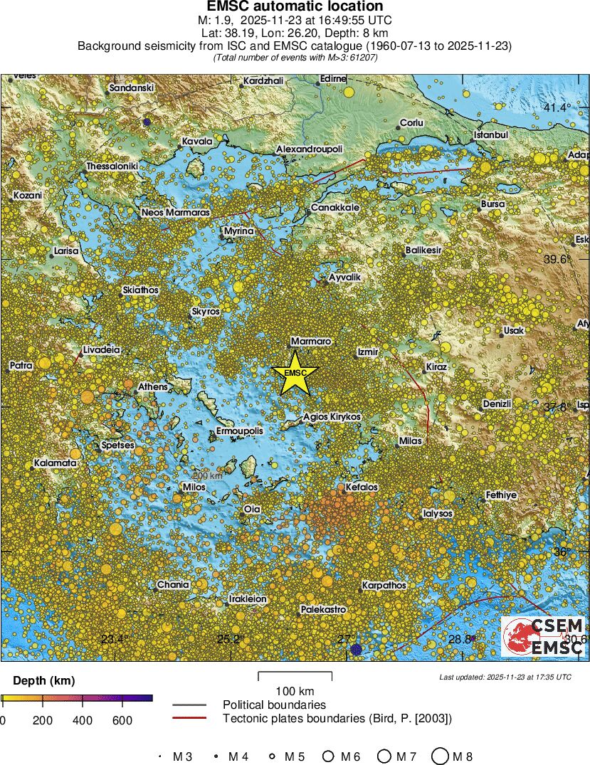 regional depth historical seismicity