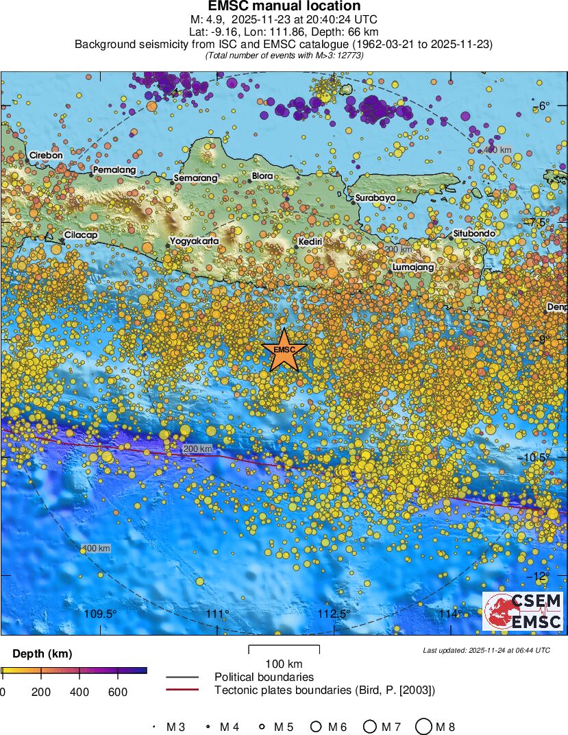regional depth historical seismicity