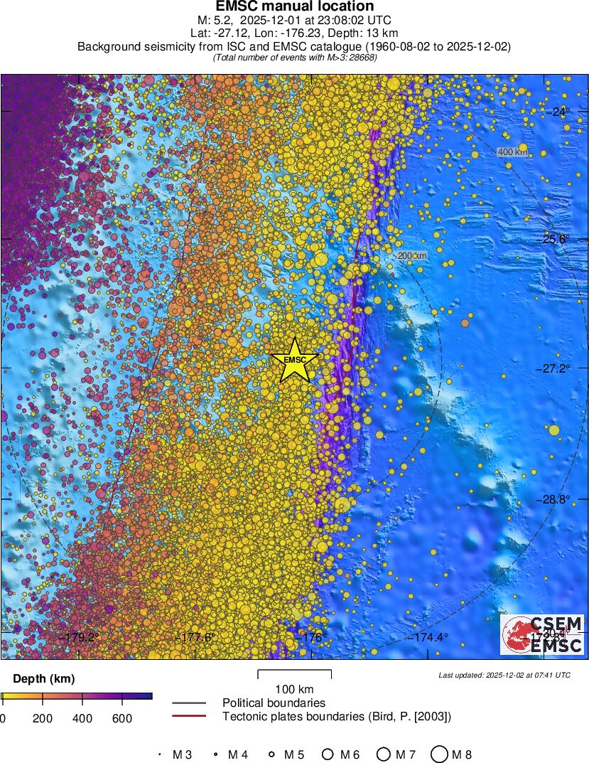 regional depth historical seismicity