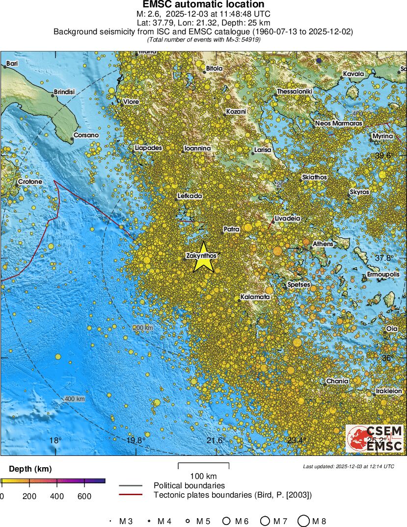 regional depth historical seismicity