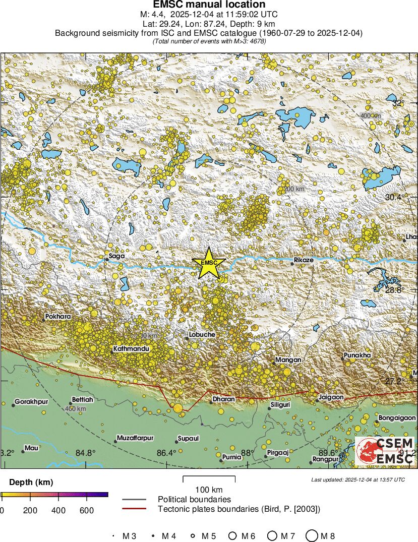 regional depth historical seismicity
