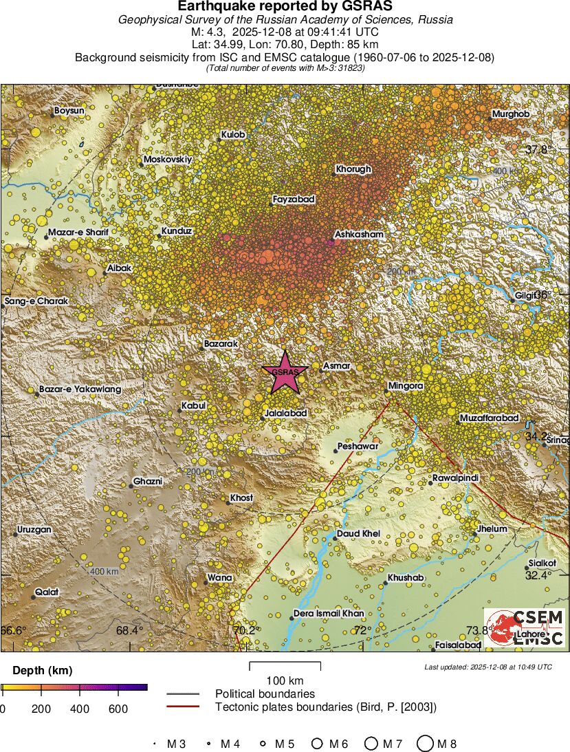 regional depth historical seismicity