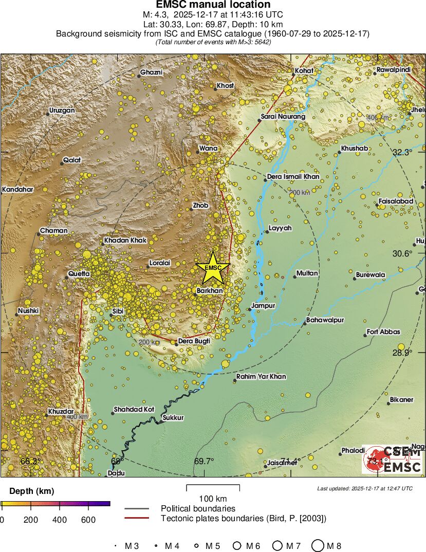 regional depth historical seismicity