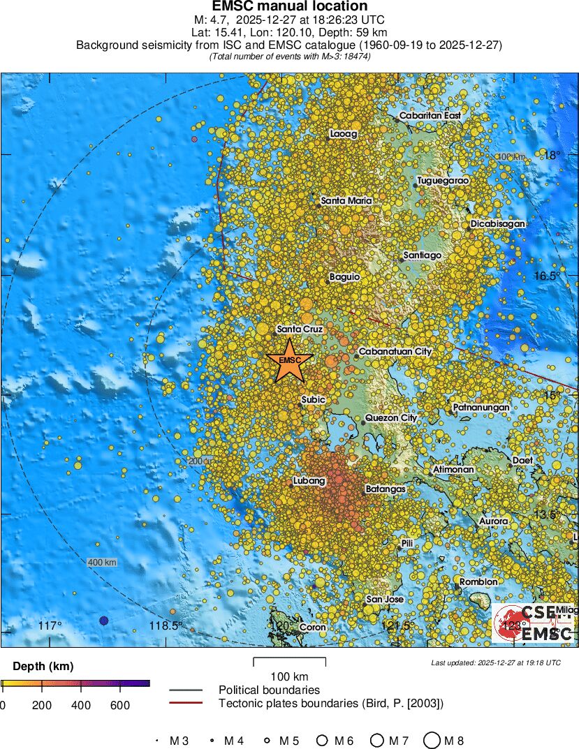 regional depth historical seismicity