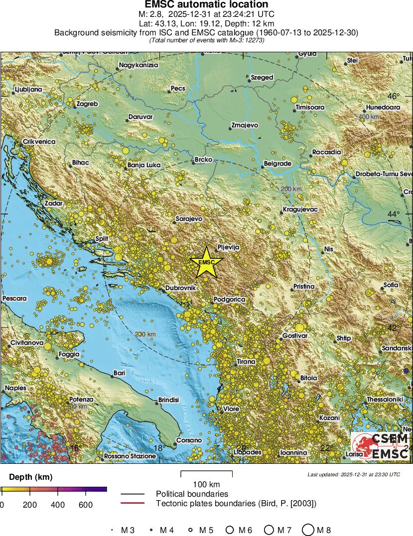 regional depth historical seismicity