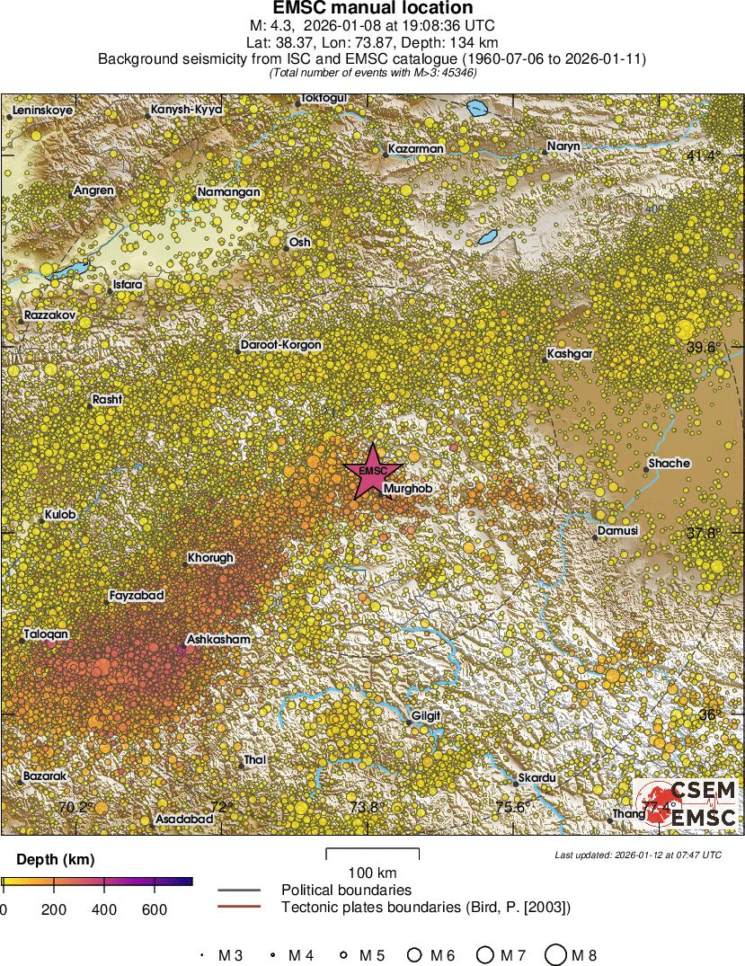 regional depth historical seismicity